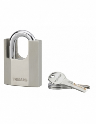Cadenas à clé Octo-P, acier, chantier, anse protégée acier, 60mm, 3 clés - THIRARD Cadenas à clé