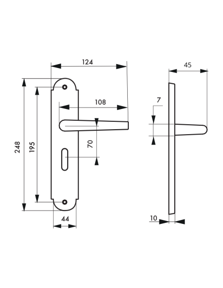 Ensemble de poignées pour salle de bain/toilette Arthemis à condamnation, carré 7mm, entr'axes 195mm, laiton patiné - THIRARD...