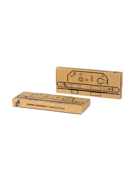 Boitier de serrure à encastrer FTH SE 50, axe 50mm, entr'axe 70mm, carré 7mm, têtière chromée noir mat à bouts ronds - FTH Se...