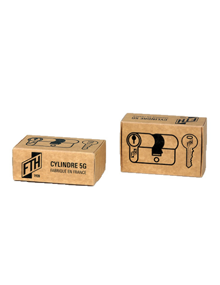 Cylindre de serrure double entrée FTH 5G, 40x40mm, cylindre et clés en laiton, 3 clés crantées - FTH Cylindres à double entrée