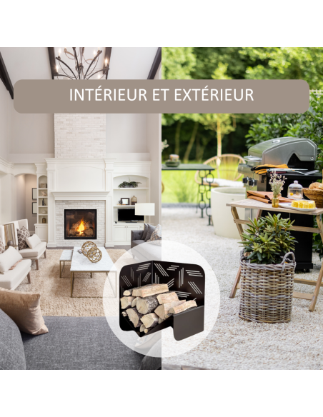 Range bûches noir pour intérieur et extérieur Pattern, acier, 433x500mm - THIRARD FBA