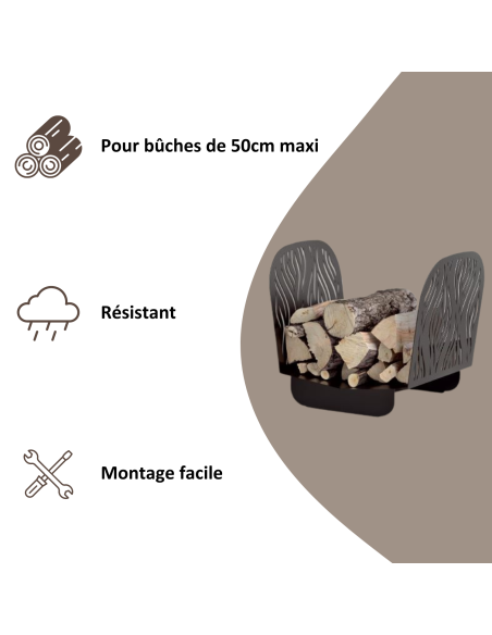 Range bûches noir pour intérieur et extérieur Serena, acier, 400x525mm - THIRARD FBA