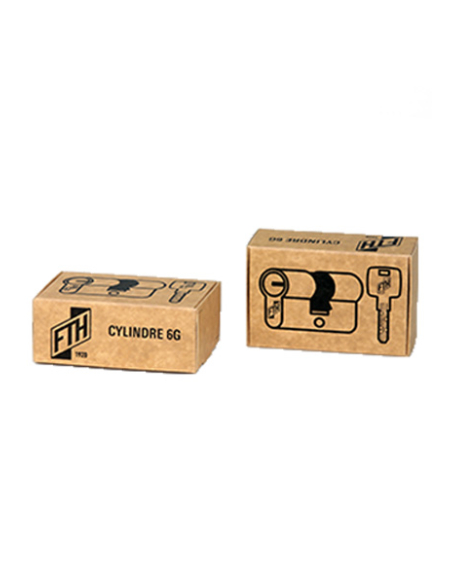 Cylindre de serrure double entrée FTH 6G, 30x65mm, cylindre et clés en laiton, noir mat, 3 clés plates réversibles - FTH Cyli...