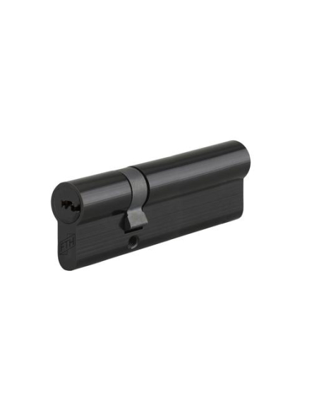 Cylindre de serrure double entrée FTH 6G, 30x65mm, cylindre et clés en laiton, noir mat, 3 clés plates réversibles - FTH Cyli...