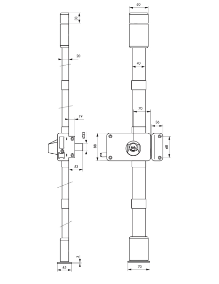 Serrure en applique Horga à tirage pour porte d'entrée, droite, 3 pts, Transit2 Ø23mm, axe 55mm, blanc, 4 clés - THIRARD Serr...