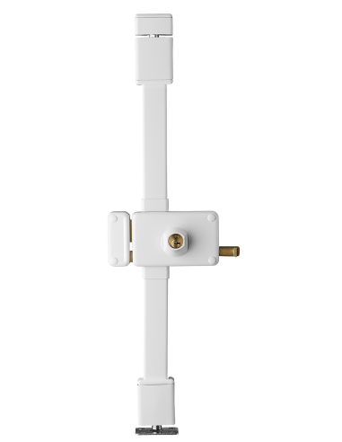 Serrure en applique Horga à tirage pour porte d'entrée, gauche, 3 pts, Transit2 Ø23mm, axe 55mm, blanc, 4 clés - THIRARD Serr...
