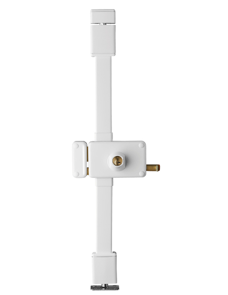 Serrure en applique Horga à tirage pour porte d'entrée, gauche, 3 pts, Transit2 Ø23mm, axe 55mm, blanc, 4 clés - THIRARD Serr...