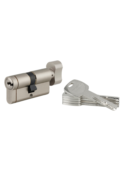 Cylindre de serrure à bouton débrayable Transit 1, 30Bx30mm, 5 clés, nickelé - THIRARD Cylindre de serrure