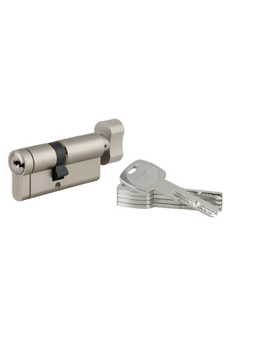Cylindre de serrure à bouton débrayable Transit 1, 40Bx30mm, 5 clés, nickelé - THIRARD Cylindre de serrure