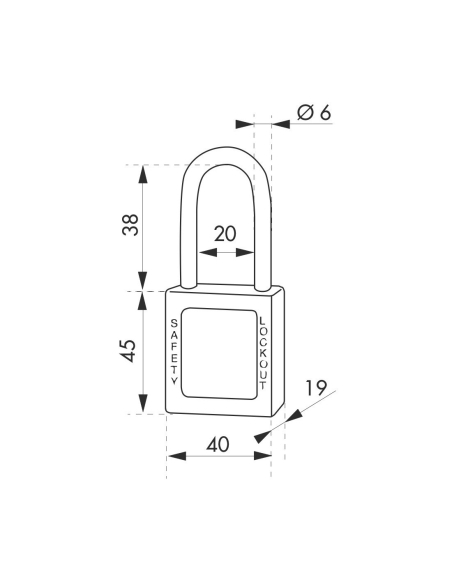 Cadenas de consignation 40mm, anse 38mm, Rouge, variure A6 - Thirard Cadenas de consignation
