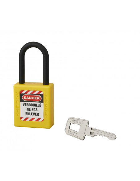 Cadenas de consignation 40mm, anse gainée 38mm, Jaune, variure A1 - Thirard Cadenas de consignation