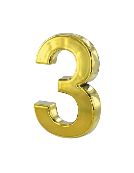 Chiffre 3 doré adhésif, ABS, H.50mm - THIRARD Chiffres à coller