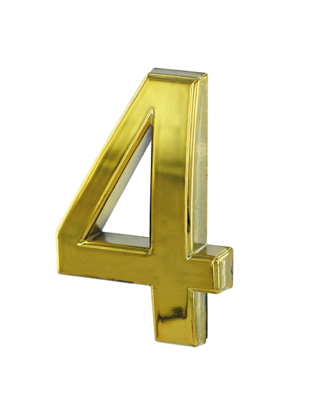 Chiffre 4 doré adhésif, ABS, H.50mm - THIRARD Chiffres à coller