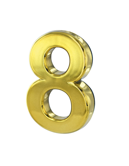 Chiffre 8 doré adhésif, ABS, H.50mm - THIRARD Chiffres à coller