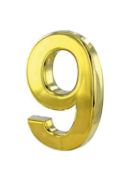 Chiffre 9 doré adhésif, ABS, H.50mm - THIRARD Chiffres à coller