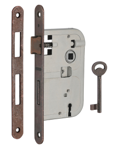 Serrure encastrable à clé pour porte de chambre, axe 50mm, bouts ronds, bronze, 1 clé - THIRARD Serrure Encastrable Pour port...