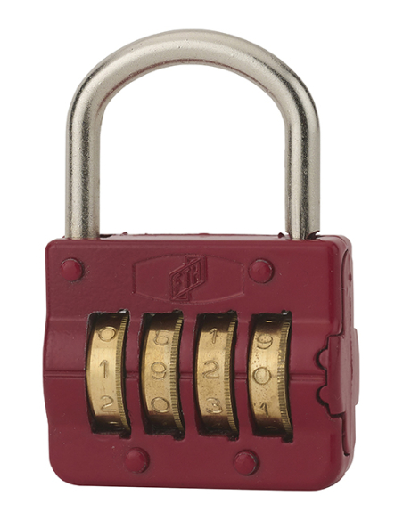 Cadenas FTH M54 à combinaison, 4 chiffres, combinaisons modifiables, base de 43mm, rouge RAL 3003 - FTH Cadenas à combinaison