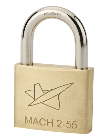 Cadenas FTH MH2 à clé, corps en laiton et anse en acier cémenté, base de 55mm, 2 clés - FTH Cadenas à clé