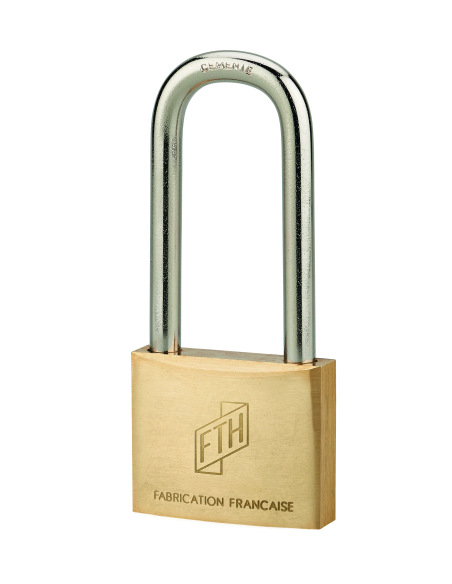 Cadenas FTH MH2 à clé, corps en laiton et anse en acier cémenté, base de 45mm, anse demi-haute 60mm, 2 clés - FTH Cadenas à clé