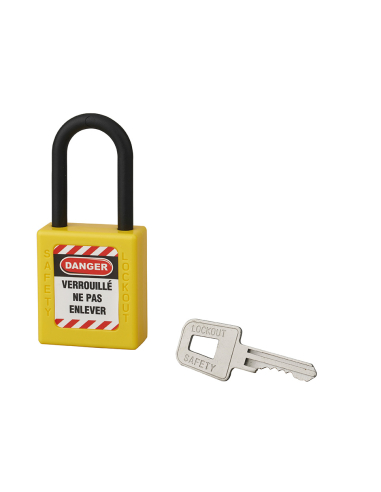 Cadenas de consignation 40mm, anse nylon 38mm, Jaune - Thirard Cadenas de consignation