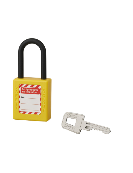 Cadenas de consignation 40mm, anse nylon 38mm, Jaune - Thirard Cadenas de consignation