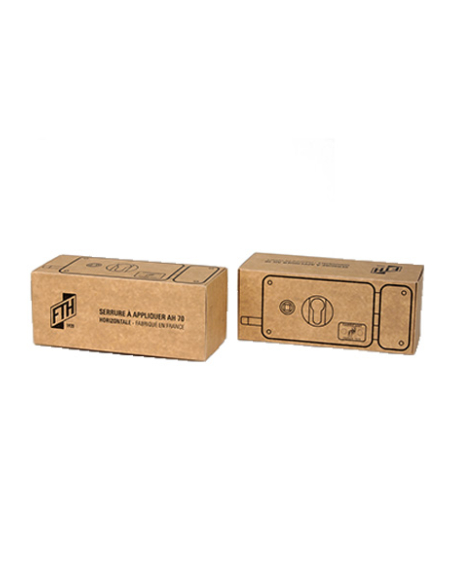 Boitier de serrure horizontale en applique FTH AH70 double entrée à tirage, droite, 140x88mm, axe 70mm, noir mat - FTH Serrur...