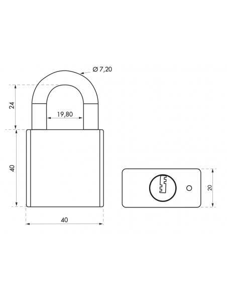 Cadenas à clé Rinox, inox, extérieur, anse inox, 40mm, 4 clés - THIRARD Cadenas à clé