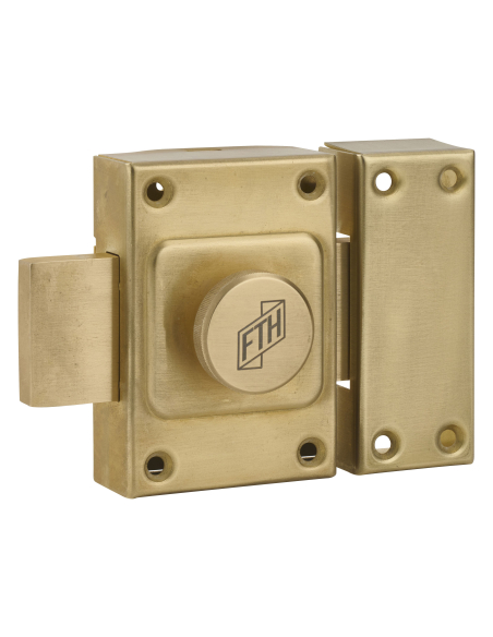 Verrou de porte FTH C60 à bouton, cylindre de 40mm, coffre et pêne laiton, 3 clés crantées - FTH Verrou à bouton