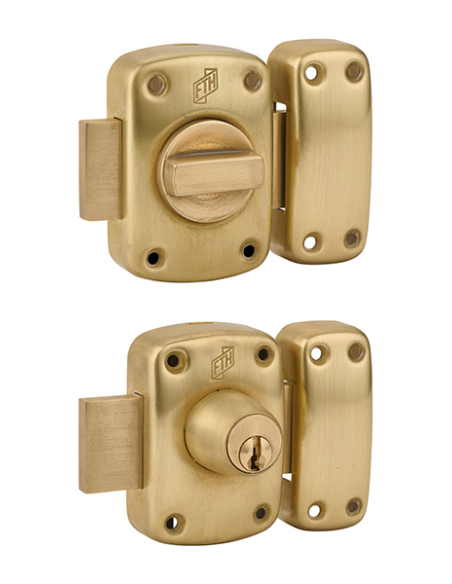 Verrou de porte FTH M60 double entrée, cylindre de 45mm, coffre et pêne laiton, 3 clés crantées - FTH Verrous de porte vitrée...