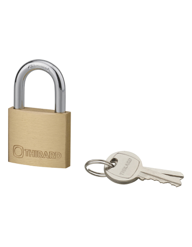 Cadenas à clé Type 1, laiton, intérieur, anse acier, 40mm, 3 clés - THIRARD Cadenas à clé