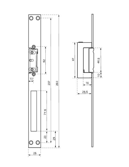 Gâche électrique encastrable à impression pour porte bois et métal, réversible, 12/24V, inox - THIRARD Gâche de porte électrique