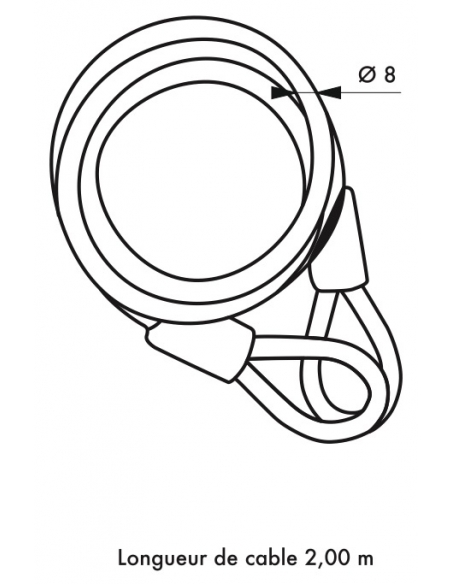 Câble antivol Twisty, vélo, abris de jardin, Ø 8, 2.00m, acier gaine PVC - THIRARD FBA