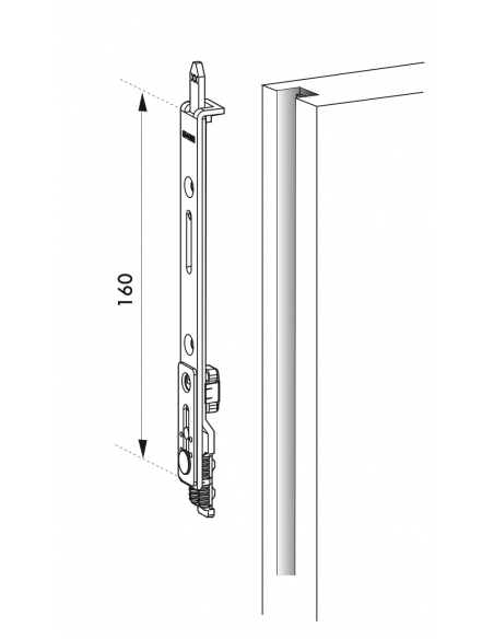 Verrouillage haut avec sortie de tringle pour fenêtre, 160x16mm, Unijet, G-14661-00-0-1 - FERCO by THIRARD FBA
