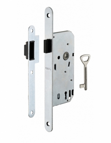 Serrure encastrable magnétique à clé pour porte de chambre, axe 40mm, bouts ronds - THIRARD FBA