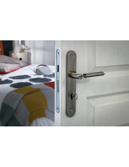 Serrure encastrable magnétique à clé pour porte de chambre, axe 40mm, bouts ronds - THIRARD FBA