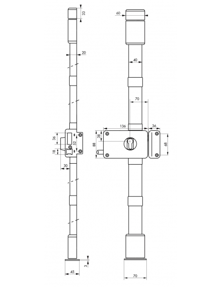 Boitier de serrure en applique Horga à tirage pour porte d'entrée, droite, 3 pts, axe 70mm, blanc - THIRARD FBA