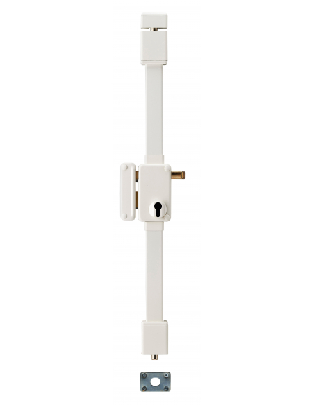 Boitier de serrure en applique Beluga à tirage pour porte d'entrée, gauche, 3 pts, axe 45mm, blanc - THIRARD FBA