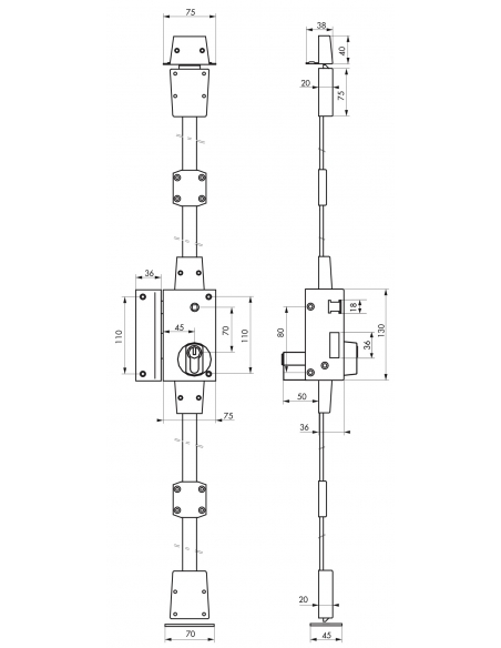 Boitier de serrure en applique Targa à fouillot pour porte d'entrée, gauche, 3 pts, axe 45mm, blanc - THIRARD FBA