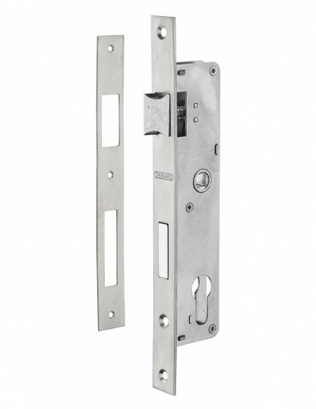 Boitier de serrure encastrable à cylindre pour menuiserie métallique, axe 24mm, bouts carrés, zingué - THIRARD FBA