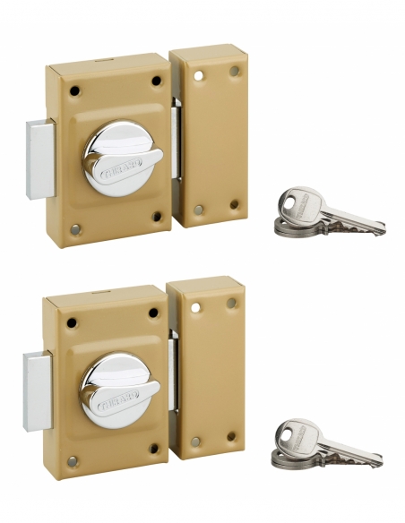 Lot de 2 verrous à bouton Etendard pour porte d'entrée, cylindre 40mm, acier, 3 clés/verrou, époxy bronze - THIRARD FBA