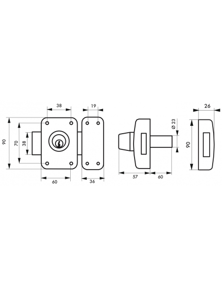Verrou double entrée Apache pour porte d'entrée, cylindre 60mm, acier, 3 clés, époxy or - THIRARD FBA