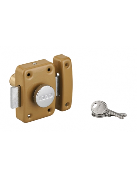Verrou à bouton Trident pour porte intérieure, cylindre 35mm, acier, 3 clés, époxy bronze - THIRARD FBA
