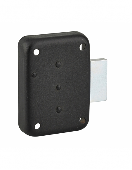 Serrure de meuble en applique pour porte d'ameublement, droite, axe 25mm, 70x50mm, noir, 3 clés - THIRARD FBA