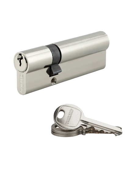Cylindre de serrure double entrée SA UNIKEY (achetez-en plusieurs, ouvrez avec la même clé), 35x65mm, 3 clés, nickelé - THIRA...