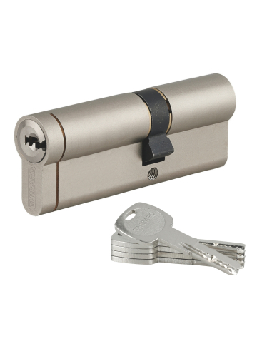 Cylindre double entrée Transit 1 UNIKEY (achetez-en plusieurs, ouvrez avec la même clé), 35x50mm, 5 clés, nickelé - THIRARD C...