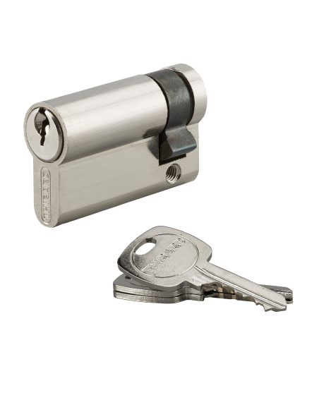 Demi-cylindre de serrure STD UNIKEY (achetez-en plusieurs, ouvrez avec la même clé), 40x10mm, 3 clés, nickelé - THIRARD Cylin...