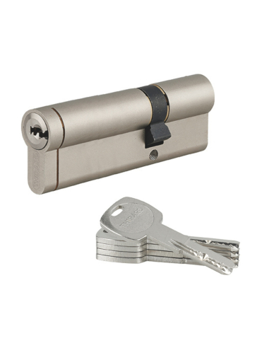 Cylindre double entrée Transit 1 UNIKEY (achetez-en plusieurs, ouvrez avec la même clé), 40x55mm, 5 clés, nickelé - THIRARD C...