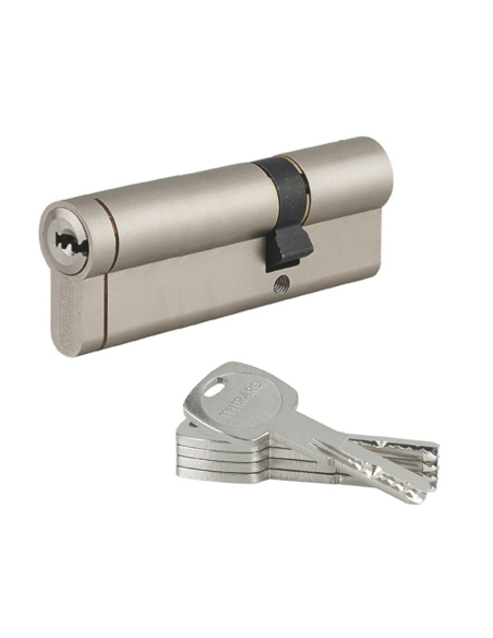 Cylindre double entrée Transit 1 UNIKEY (achetez-en plusieurs, ouvrez avec la même clé), 40x55mm, 5 clés, nickelé - THIRARD C...