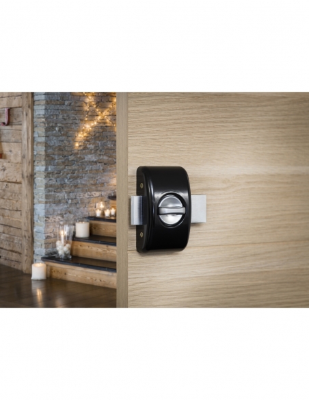 Verrou à bouton Universel pour porte d'entrée, cylindre 45mm, acier, 4 clés, epoxy noir - THIRARD FBA