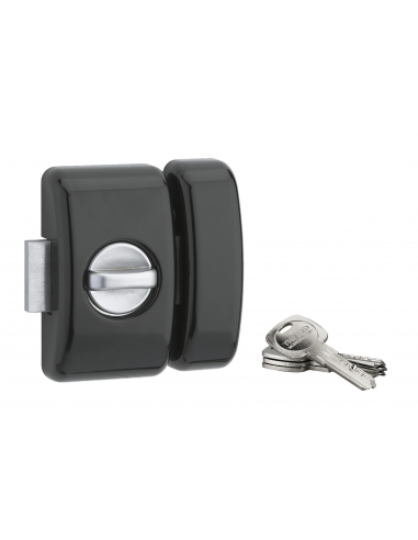 Verrou à bouton Universel pour porte d'entrée, cylindre 45mm, acier, 4 clés, epoxy noir - THIRARD FBA